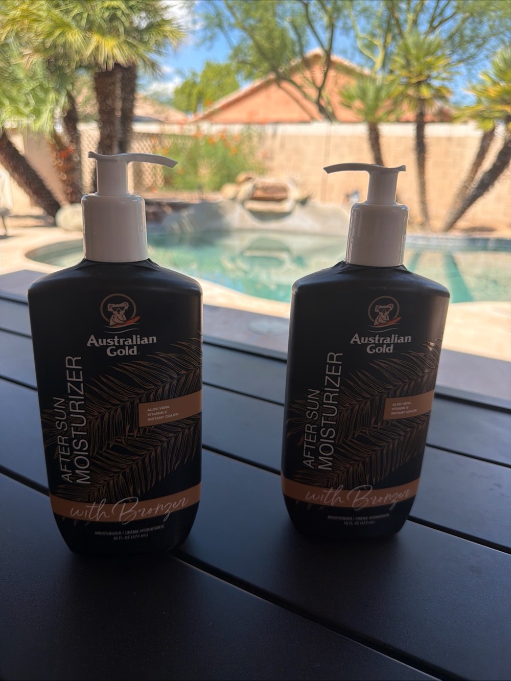 2 Australian Gold After Sun Moisturizer with Bronzer pump bottle 16 oz large